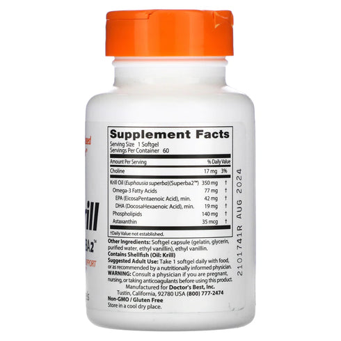 Image of Real Krill 350mg 60sgcaps supplement facts